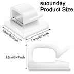 130 Pcs Cable Clips, Adhesive Cable Organizer Cord Holder Wire Clip Wire Management Self Adhesive Hooks Wire Holder for Office, Home(White, 130PCS-Large)