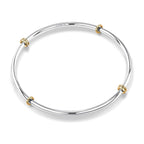 NOKMIT Two-Tone Stackable Bangle for Women High Polished Thin Interlocking Stainless Steel Bracelets Classic Plain Non-Tarnish Gold&Silver Mixed Metal 1PC/3PCS (1pc, 8.0inch)