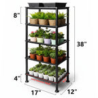 RooTrimmer 5-Tier Seed Starter Trays, Plant Stand, with Bottom-Watering Design– Reinforced Thickened Shelf for Small Pots, Balcony/Indoor Seed Starting & Greenhouse, Black