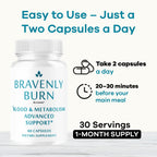 Bravenly Burn Pills - Official BravenlyBurn Capsules Supplement Support Premium Advanced Formula All Natural Digestive Support for Gut Health Overall & Wellness, 60 Capsules for 1 Month