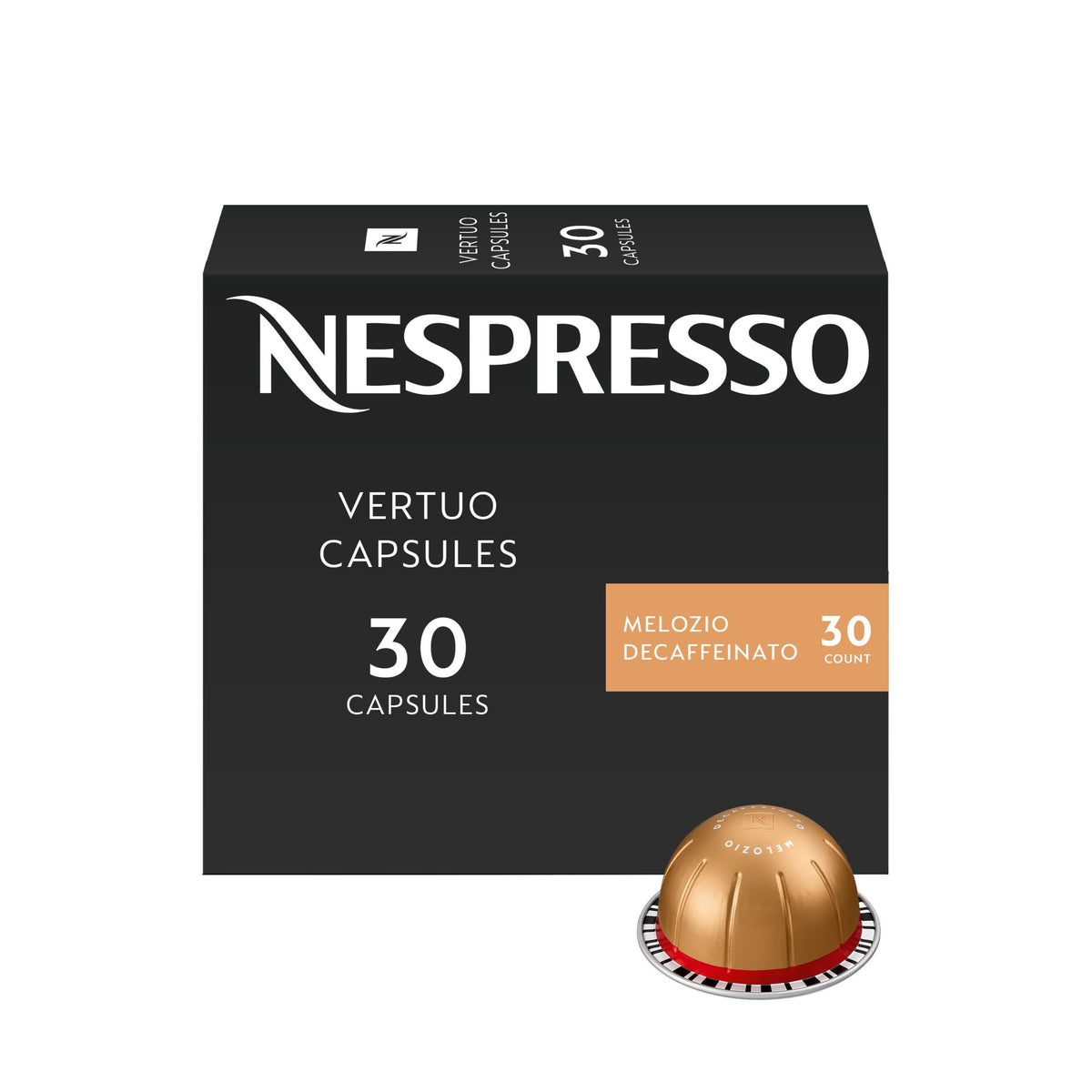 Nespresso Vertuo, Melozio Decaf, Medium Roast, 30-Count Espresso Pods