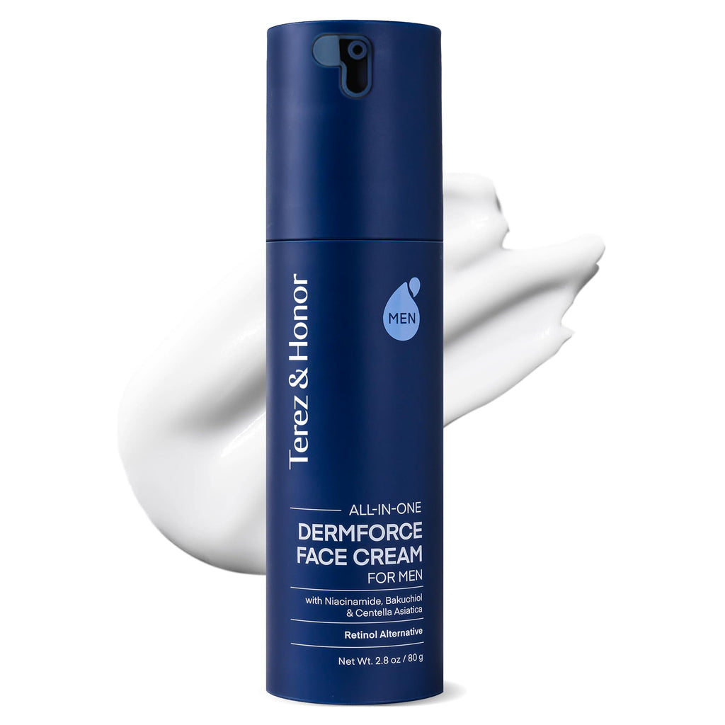 TEREZ & HONOR 6-in-1 Face Cream for Men: Korean DermForce Anti-Aging Moisturizer with Niacinamide, Bakuchiol & 5-CICA – Hydrates, Smooths & Helps Reduce Wrinkles, Dark Circles & Eye Bags – 2.8 oz