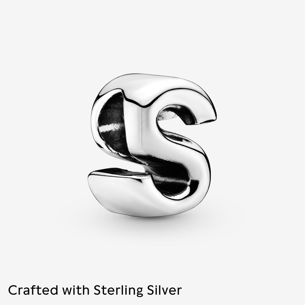 PANDORA Letter S Alphabet Charm - Compatible Moments - Gift for Her - Made with Sterling Silver - with Gift Box