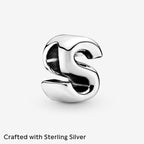 PANDORA Letter S Alphabet Charm - Compatible Moments - Gift for Her - Made with Sterling Silver - with Gift Box