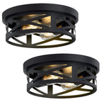 SKEJAO Flush Mount Ceiling Light Fixture,Black 2-Light Hallway Light Fixtures Ceiling,Light Fixtures Ceiling Mount for Farmhouse,Kitchen,Hall,Bedroom,Bathroom (2 Pack)
