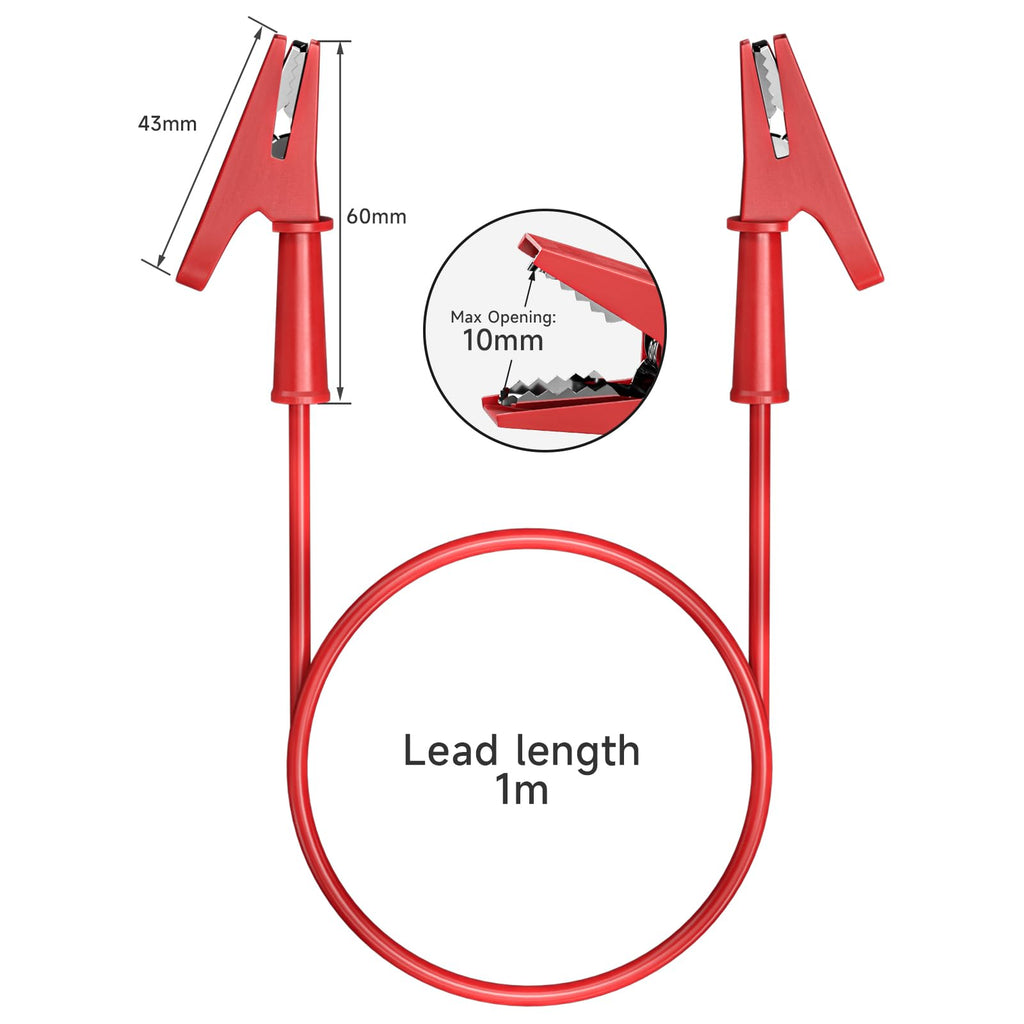 Goupchn Alligator Clips Electrical Test Leads Dual Ended Crocodile Wire Cable with Full-wrap Insulating Clips Flexible Copper Cable Wire 5PCS for Electrical Testing 3.3ft/1m