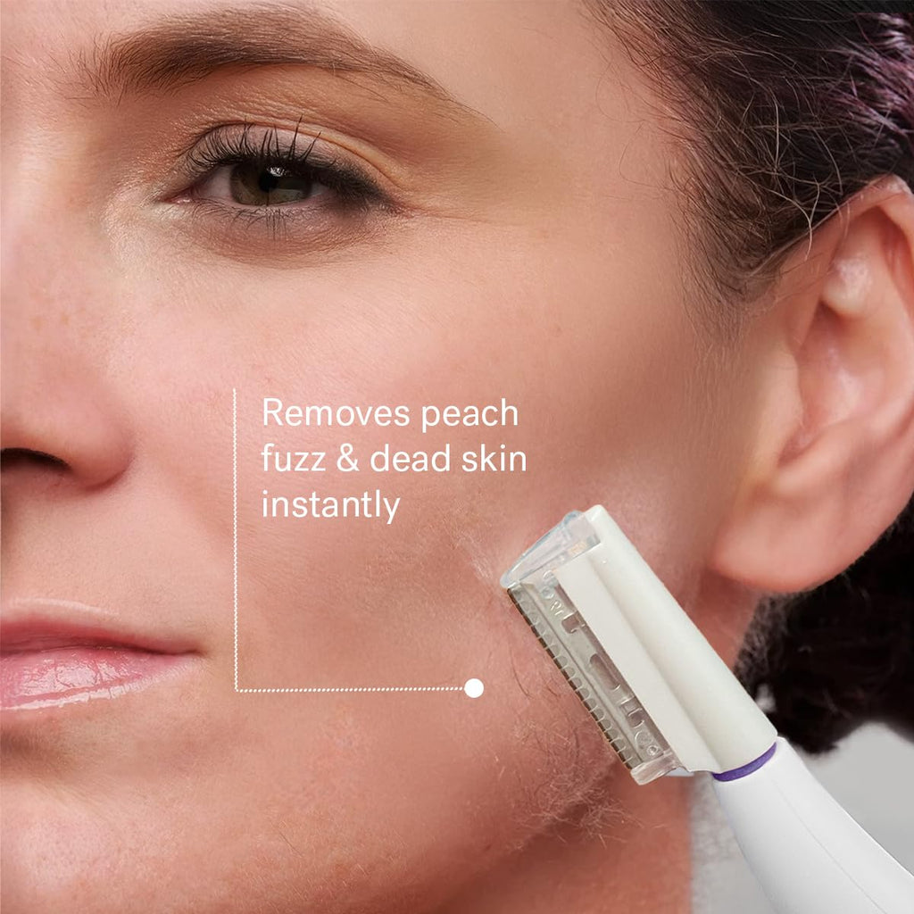 Michael Todd Beauty Sonicsmooth Dermaplane Razor for Women Face + Eyebrow trimmer Dermaplaning System - Peach Fuzz Remover - 8 Weeks of Dermaplaning Blades