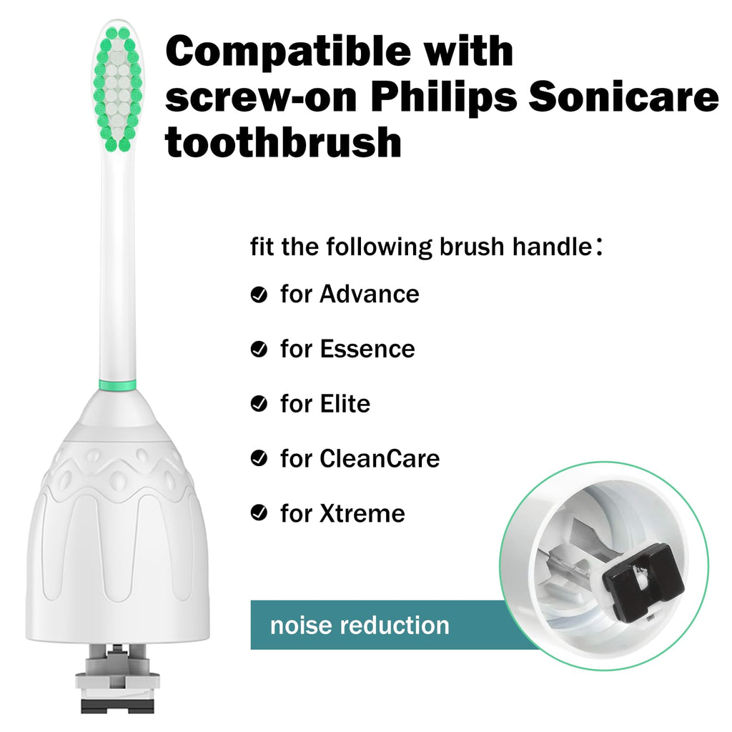 Replacement Toothbrush Heads for Philips Sonicare E-Series/Essence/Xtreme/Elite and Other Screw-on Electric Toothbrush Models, 3 Pack, Dupont Bristles