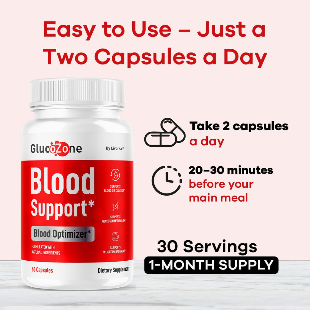 (2 Pack) GlucoZone Blood Support - GlucoZone Capsules Support Optimizer Supplement All Natural Advanced Formula, Pills Premium Vitamins for Health & Wellness, 120 Capsules for 2 Months