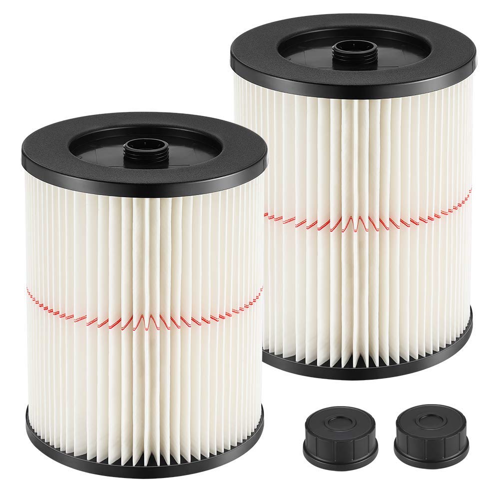9-17816 Red Stripe Vacuum Cartridge Filter Replacement Compatible with Craftsman Wet/Dry 5/6/8/12/16/32 Gallon and Larger(2 Pack)