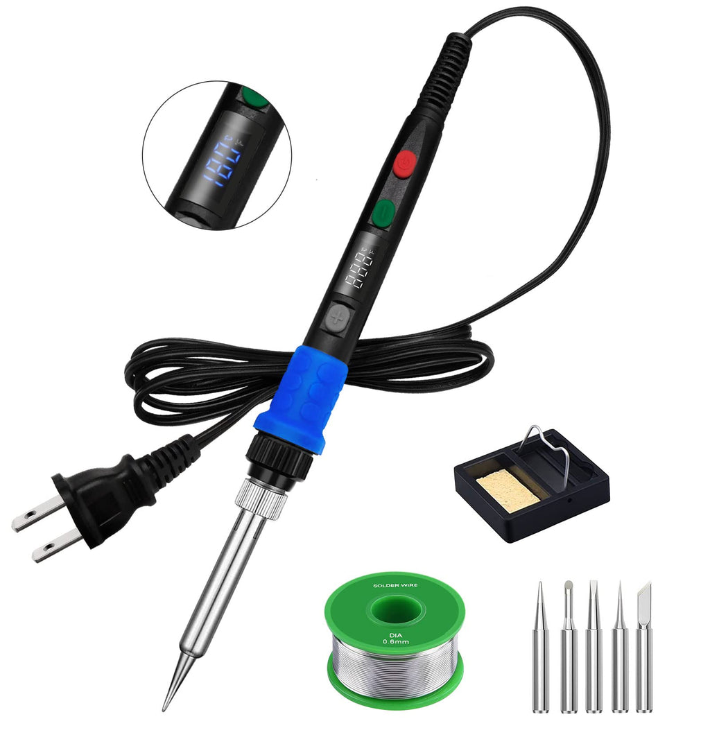 Soldering Iron Kit, 90W LED Digital Solder Iron Kit with Ceramic Heater, 110V Welding Tools with Smart Temperature Control, Auto Sleep, Temp Calibration, C/F, Accurate 176℉-896℉