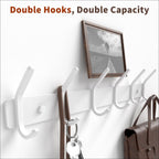 GWAAZXGZ Coat Rack Wall Mount Hooks - 15 Inch Matte White Metal 6-Hook Organizer Wall Mounted, Modern Kids Room, Entryway & Bathroom Hanger for Beach Towels, Coats, Purses, Bags (2 Pack)