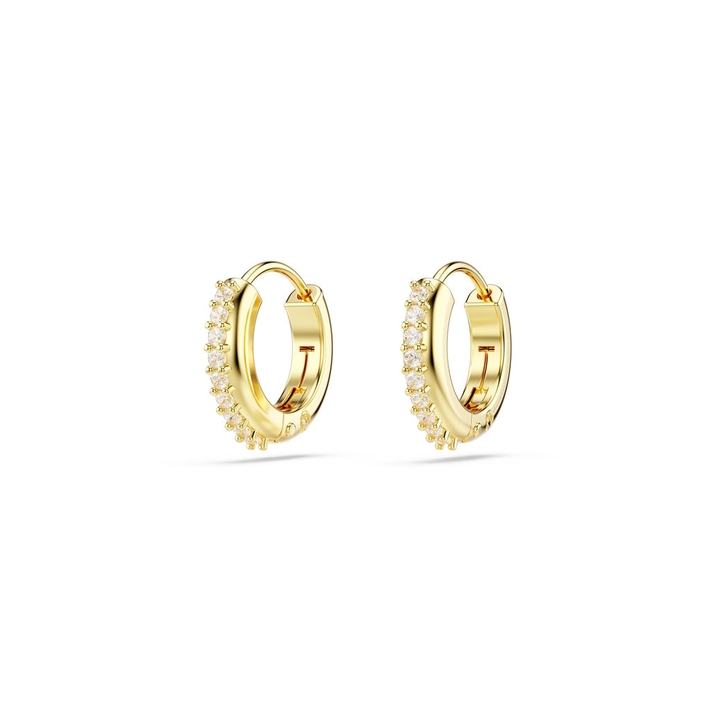 Swarovski Matrix Hoop Earrings, Round Cut, Clear, Gold-Tone Finished