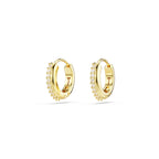 Swarovski Matrix Hoop Earrings, Round Cut, Clear, Gold-Tone Finished