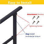 Hand Rails for Outdoor Steps，Stair Handrail & Indoor Stair Railing Kit，Railings for Outdoor Steps for Fence & Outdoor Steps (1, Black-Straight, 2 Step)