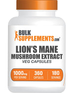 BulkSupplements.com Lion's Mane Mushroom Extract Capsules - Mushroom Supplement, Brain Supplement for Memory and Focus Support - Vegan, 2 Capsules per Serving (1000mg), 360 Capsules (Pack of 1)