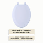 Elongated Wood Toilet Seat, White - 19 Inch - Fits All Elongated Size Fixtures - Easy to Install Fantasia by Achim Home Decor