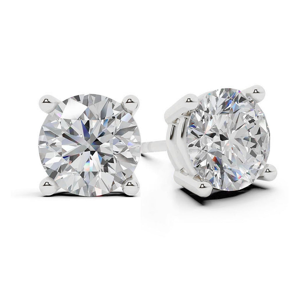 Belacqua 1/2 Carat Round Lab Grown Diamond Stud Earrings in 14K White Gold