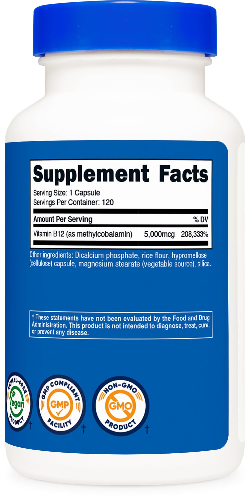 Nutricost Vitamin B12 (Methylcobalamin) 5000mcg, 120 Capsules - Vegetarian Caps, Non-GMO, Gluten Free B12 Supplement