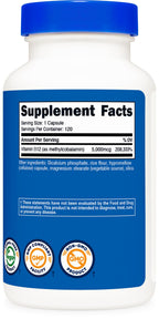 Nutricost Vitamin B12 (Methylcobalamin) 5000mcg, 120 Capsules - Vegetarian Caps, Non-GMO, Gluten Free B12 Supplement