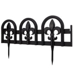 Evelyne Black Garden Border Plastic Edging – PP Plastic, Metal-Free Wrought Iron Look Design, 15pcs Black Yard Landscaping Fence Liner Lawn Edge Barrier, 20ft Kit of Decorative Lawn Landscape Panels