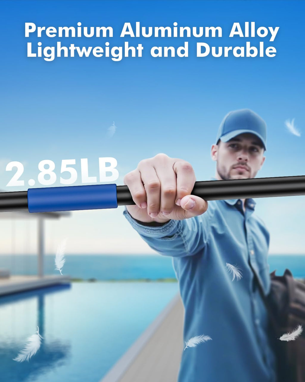 Pool Pole Telescopic 16FT Heavy Duty Upgraded Aluminum, 16 Ft Extension/Extendable Telescoping Tool for Above Ground/Inground Swimming Cleaning Supplies Accessories, Leaf Skimmer/Brush/Net/Vacuum/Mesh