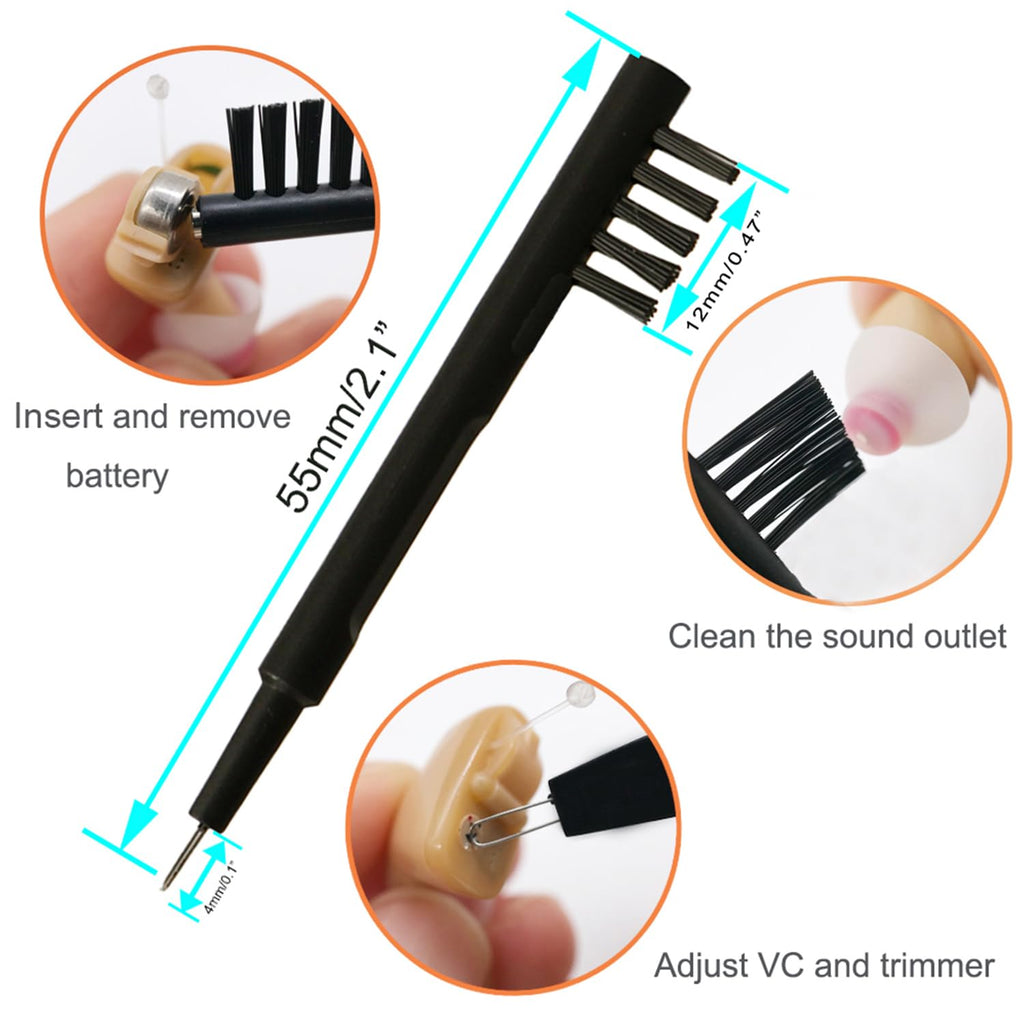MiniFit Power Domes for Oticon Hearing Aids - 8mm Replacement Domes for Oticon Mini RITE Hearing Aids with Cleaning Brush Tools Kit and Carry Case (8mm)