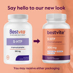 BESTVITE 5-HTP 200mg per Capsule (240 Capsules) (120 x 2) - No Stearates - No Flow Agents - Gluten Free - Non GMO