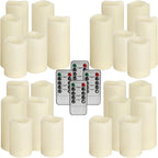YOROXRG Set of 24 Waterproof Outdoor Flameless Candles, LED Candles with 4 Remote and Timer,(H 4" 5" 6" x D 2.2"),for Christmas,Halloween,Wedding,Festival