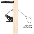 HILLMASTER Self Locking Gate Latch for Wooden Fence with Steel Spring Cable Pull,Heavy Duty Gravity Fence Latch for Metal Gates,Vinyl Fence,Gate Hardware Gate Door Lock for Outdoor Pool,Black Finish
