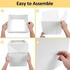 Moretoes 16 Pack Cake Boxes, 12x12x12 Inch Tall Cake Containers with Window for Tier Cakes, Disposable Sturdy Bakery Carrier with Lids, for Valentine's Day, Mother's Day, Wedding, Birthday