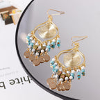 Tan Ran Bohemian Long Tassel Turquoise Water Drop Dangle Earrings