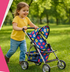 fash n kolor® - Doll Stroller My First Baby Doll Strollers Toy - Flower Design with Basket in The Bottom - Dolls to Play Baby Doll Stroller for Girls, Toddler Play Toy Doll Buggy Carriage Foldable