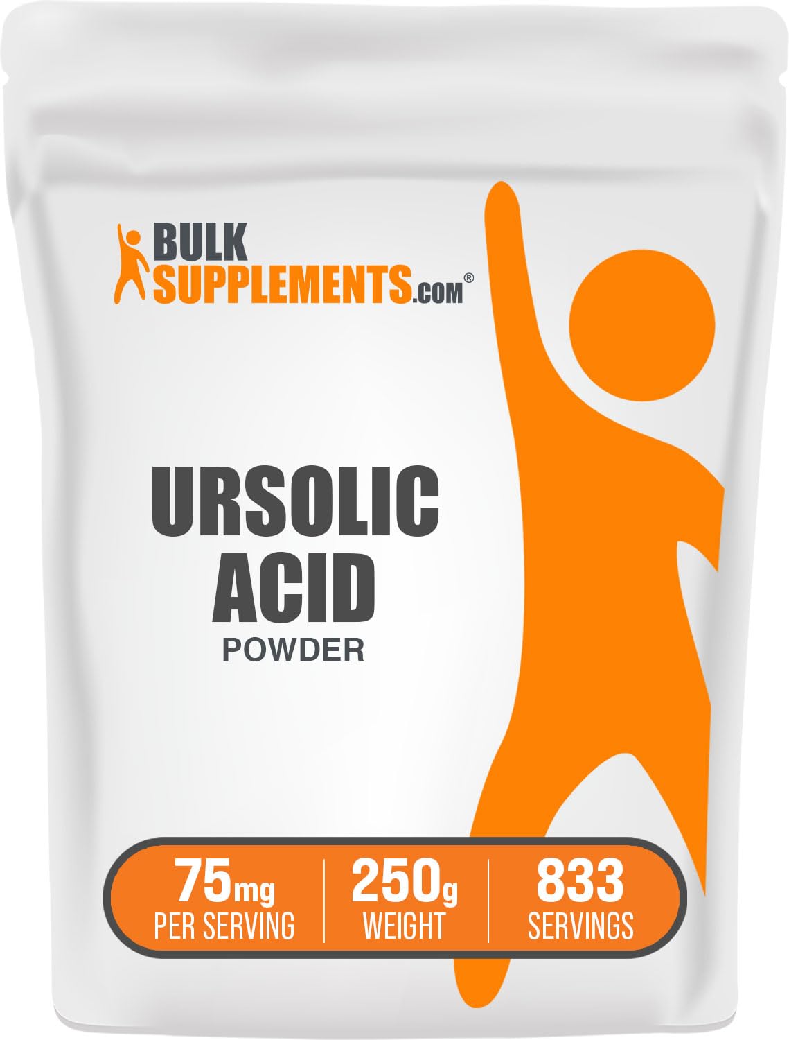 BulkSupplements.com Ursolic Acid Powder - Sourced from Rosemary Leaf Extract, Ursolic Acid Supplement - Vegan & Gluten Free, 75mg per Serving, 250g (8.8 oz) (Pack of 1)