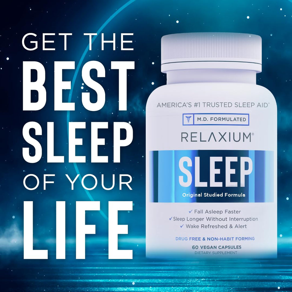 Relaxium Sleep Aid, 14-Day Supply, Non-Habit Forming, Dietary Supplement for Better Sleep, Drug-Free, Stress Relief, with Magnesium, Melatonin, GABA, Chamomile, Made in USA (28 Vegan Capsules)