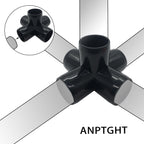 ANPTGHT 3/4“ Tee PVC Fitting 5 Way Elbow Connector, Furniture Grade 90 Degree Elbow Side Outlet, PVC Corner Fittings for Building Furniture Greenhouse Shed Tent Connection (Black-Pack of 8)
