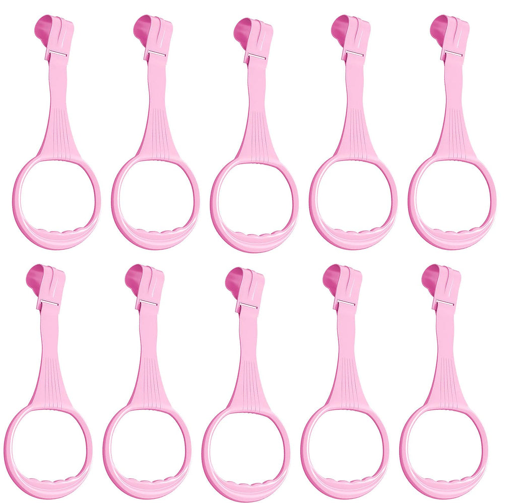 10pcs Walk Assistant Plastic Baby Crib Pull Rings for Baby Pull Up Rings Cot Hanging for Infant Toddler Practice Tool (Pink 10pcs)