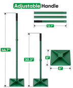 Tigerden Heavy Duty Steel Hand Tamper, 8"x8" Soil Plate Compactor with 44" Adjustable Handle & Rubber Grip, Anti-Loose Ladscaping Tools for Ground, Gravel, Dirt, Sand, Asphalt, Pavers, Blacktop, Green