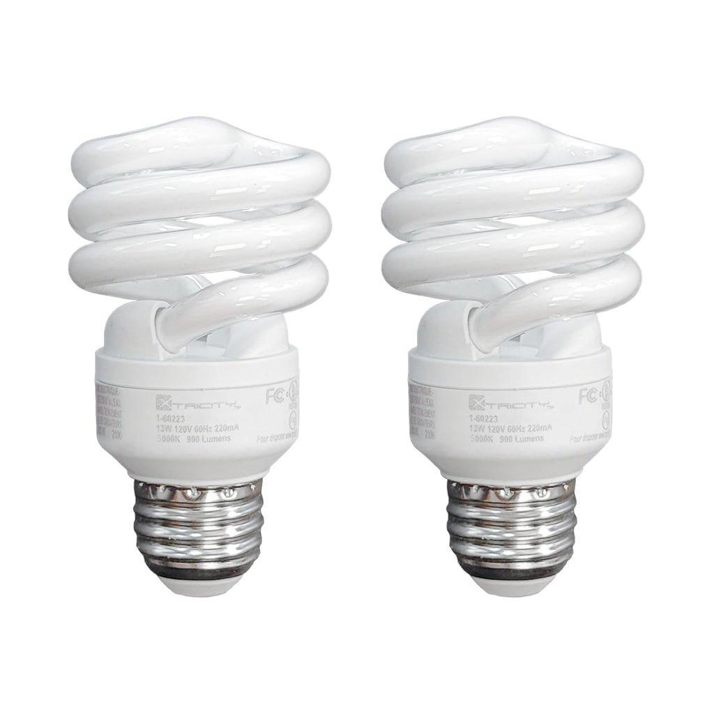 Xtricity Compact Fluorescent Light Bulbs T2 Spiral, E26 Base (2 Pack)