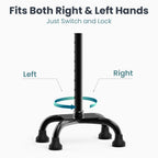 PELEGON® Quad Cane for Women & Men for Stability (300LB) - Adjustable Walking Cane with A Large 4 Pronged Base for Balance & Stability, Walking Canes for Seniors, Walking Cane, Walking Sticks (Black)