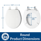 Mayfair Cassel Slow Close Toilet Seat, Easy Clean, Non Slip Premium Wood Seat, Easy Install, Made in USA, Round, White