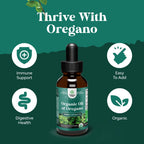 Organic Oregano Oil Drops - Concentrated Liquid Oregano with Carvacrol 60% for Digestion & Immune Support - Liquid Herbal Extract Tincture for Immune Strength & Healthy Intestines - 1 Fl Oz (2 pack)