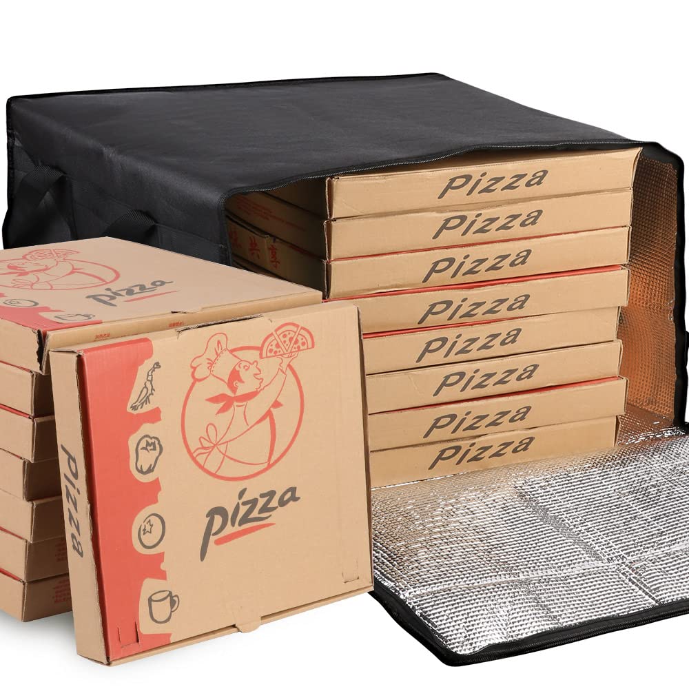 musbus Pizza Carrier Insulated Bags Large for Deliveries, Insulated Pizza Carrier Delivery Bag 20 x 20 inch inches Food Bag for Personal and Professional Use (Black), Black, 20W x 20D x 14H, Modern