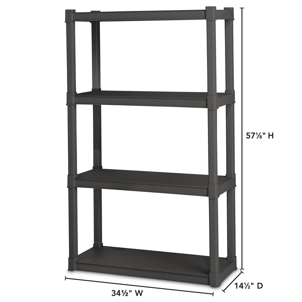 Sterilite 3-Pack 4 Shelf Unit, Heavy-Duty Shelving Storage and Utility Rack - Standing Plastic Organizer Shelves for Kitchen, Bathroom, and Garage