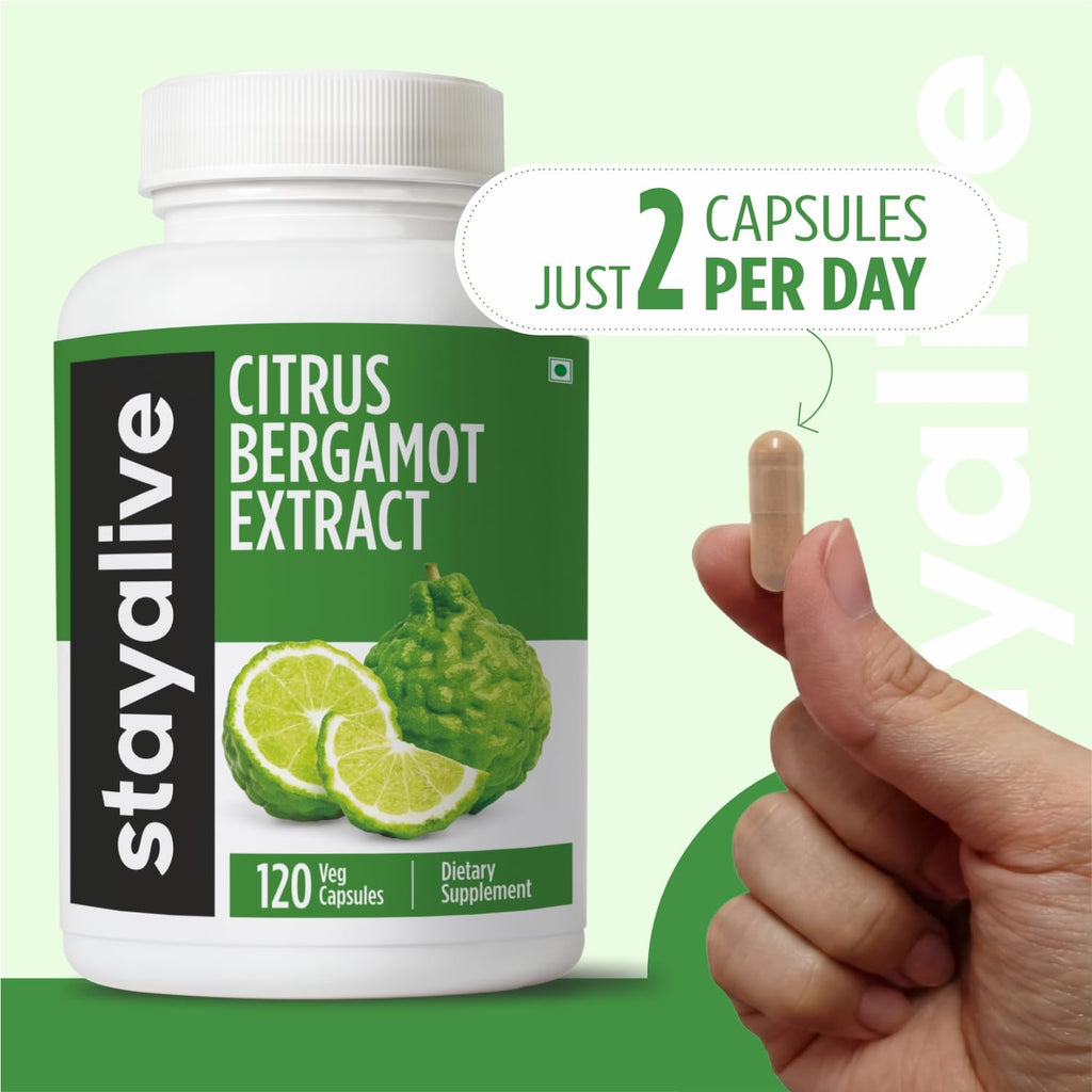 STAY ALIVE Citrus Bergamot Capsules 1000mg, 30:1 Super Extract with 50% Polyphenolic Flavanones, 120 Pills, Citrus Bioflavonoids Supplements for Women & Men | Non-GMO, Gluten-Free