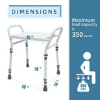 Shower Chair Seat with Arm for Inside Shower - Adjustable Up to 24 Inches Shower Stool with Suction Feet for Seniors, Elderly, Handicap & Disabled-Adjustable Support Shower Bench