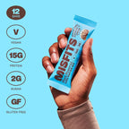 Misfits Vegan Protein Bar, High Protein, Low Sugar, Gluten Free, Plant Based Protein Bar, 12 Pack (Cookies And Cream)