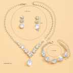 Paxuan Silver / Gold Rhinestone Crystal Wedding Bridal Bridesmaids Earrings Bracelet Set for Women Brides Bridesmaids Crystal Rhinestone Jewelry Set for Wedding Bridal Prom Pageant (Style2 - Necklace + Earrings + Bracelet(Silver Plated White Cubic Zirconi