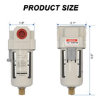 AIRZOE 3/8" NPT Air Dryer for Compressor - Air Compressor Water Separator AF3000-03, Semi-Auto Drain,5 Micron Brass Element, Poly Bowl