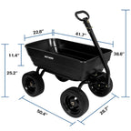 BILT HARD 7 Cu Ft Poly Garden Dump Cart 1200 lbs with No Flat Tires, Quick Release, 2-in-1 Convertible Handle, Dump Wagon Heavy Duty for Yard, Outdoor